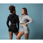 Kép 5/5 - Gorilla Wear Pixley Crop Top Hoodie (szürke)