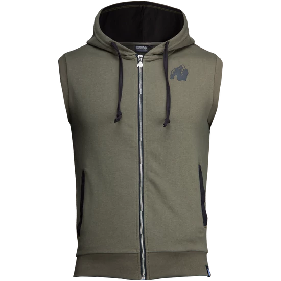 Gorilla Wear Springfield Sleeveless Zipped Hoodie (army zöld)