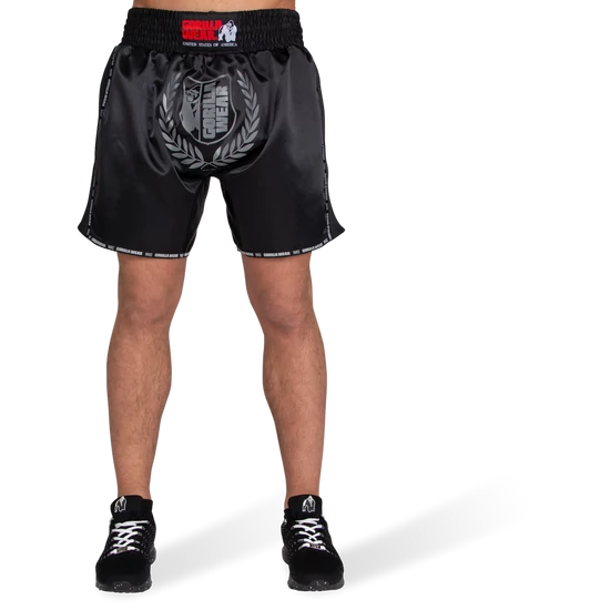 Gorilla Wear Murdo Muay Thai/Kickboxing Shorts (fekete/szürke)