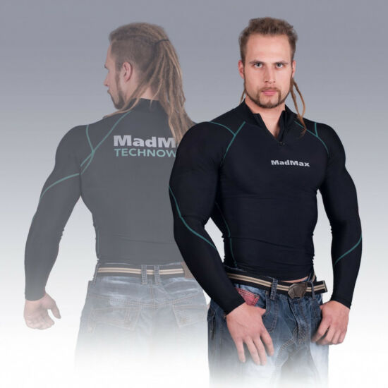 MADMAX Compression Long Sleeve Top With Zip Hosszú ujjú felső Cipzárral (Zöld)