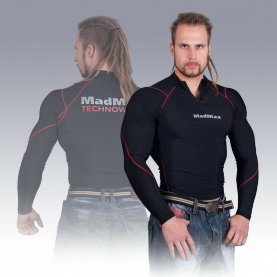MADMAX Compression Long Sleeve Top With Zip Hosszú ujjú felső Cipzárral (Piros)