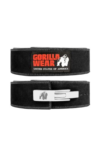 Gorilla Wear 4 Inch Leather Lifting Lever Belt (fekete)